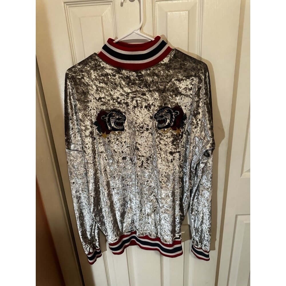 JADED LONDON Unisex silver/grey  Long Sleeve Top Size XS Oversized mock neck